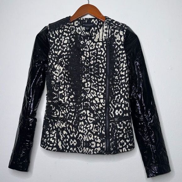 STYLESTALKER Animal Print Faux Leather Jacket Womens Size Small - Picture 4 of 14